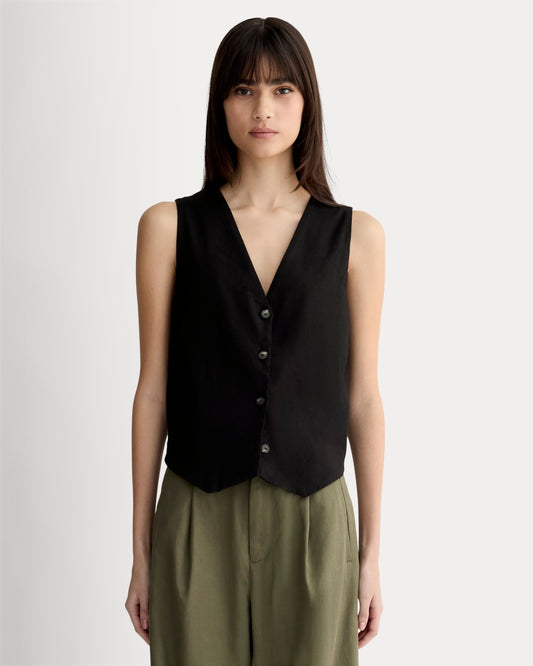 womens-vest-stretch-linen-black | primary