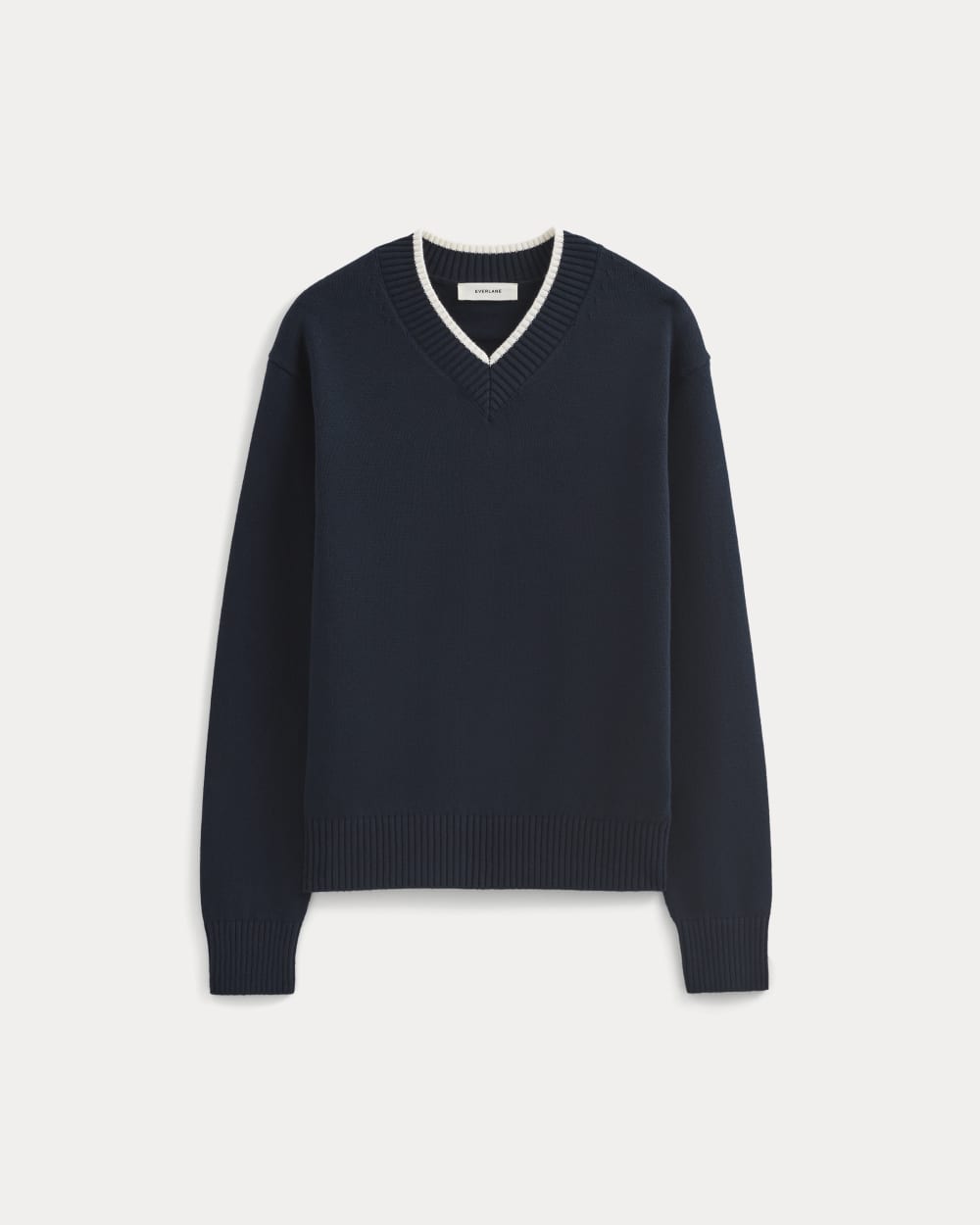 Relaxed V-Neck Sweater in Everyday Cotton | Deep Navy – Everlane
