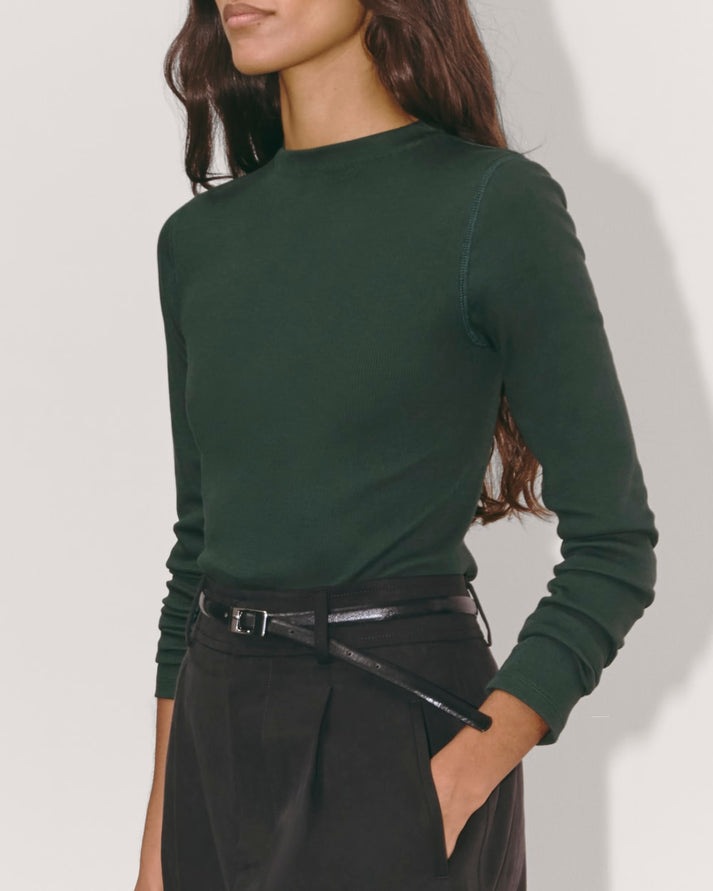 Luxe Rib Funnel Neck Long Sleeve - black