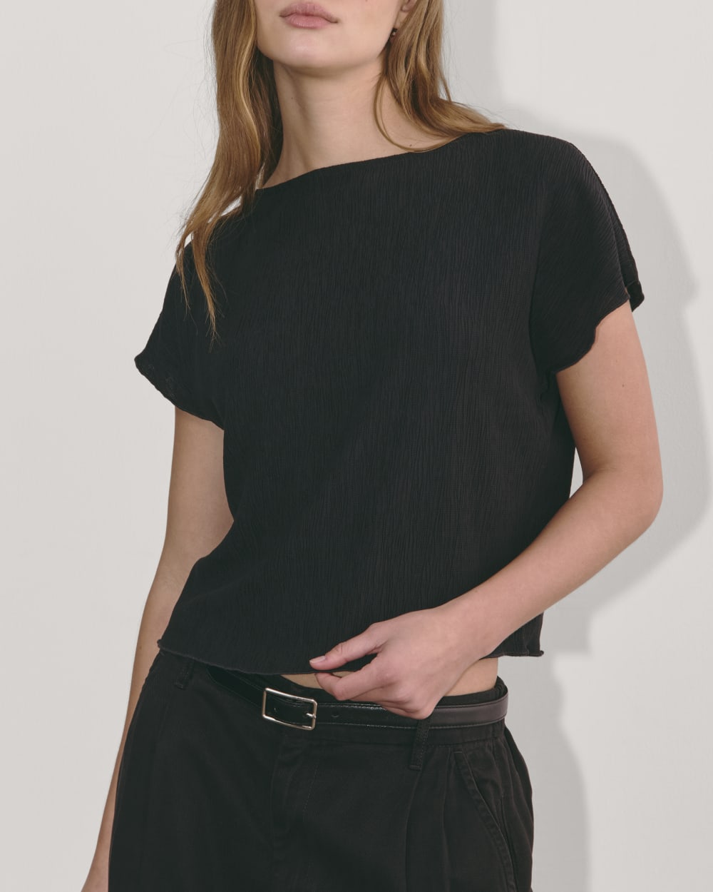 Two-Tone Crinkle Top main image 1