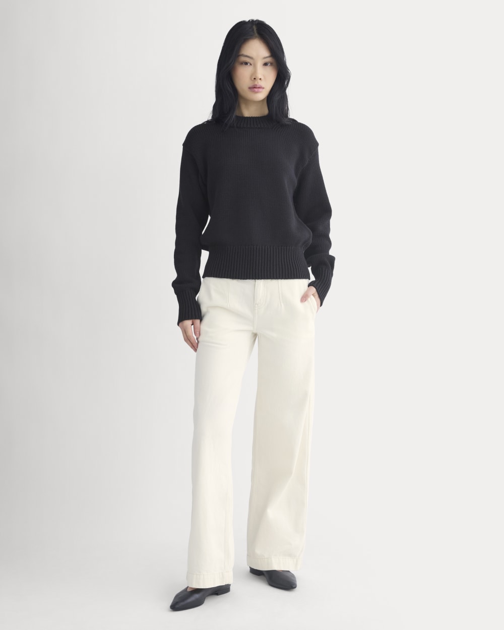 Oversized Cocoon Crew in Elevated Cotton | Black – Everlane