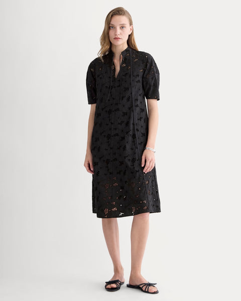 everlane seersucker midi dress Everlane Eyelet Midi Dress In Black, Size XXS, Cotton