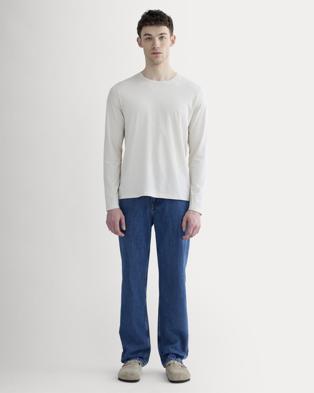 The Essential Organic Long-Sleeve Tee | Heathered Oat – Everlane