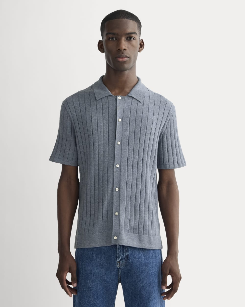 mens-no-sweat-button-down-polo-hthr-sage-blue | primary
