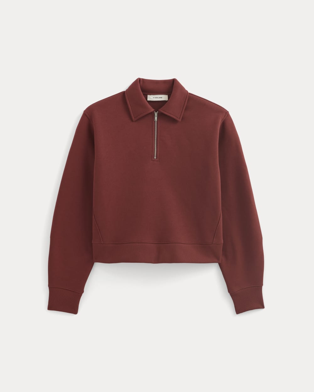 womens-luxe-fleece-zip-polo-merlot | alt