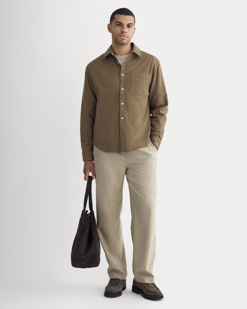 Brushed Flannel Shirt | Heathered Cocoa Brown – Everlane