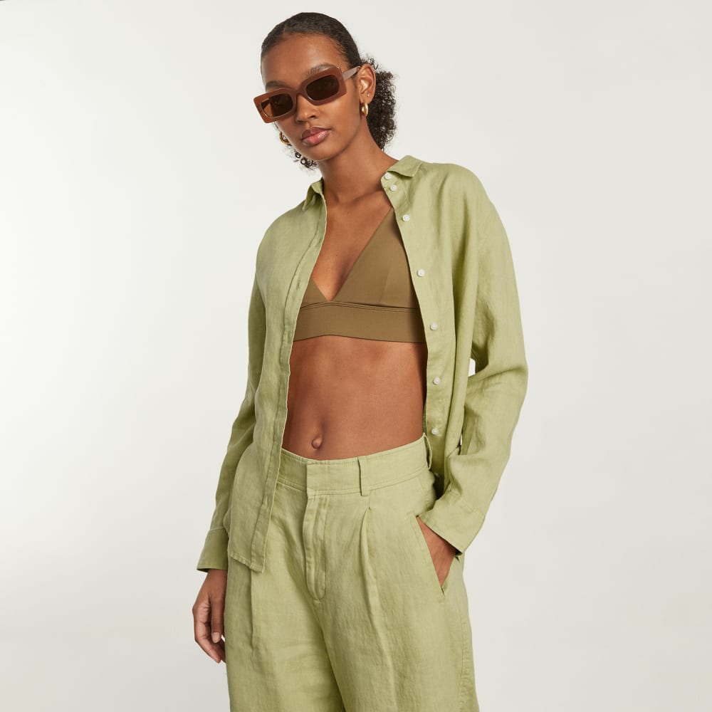 womens-relaxed-linen-shirt-leek | primary