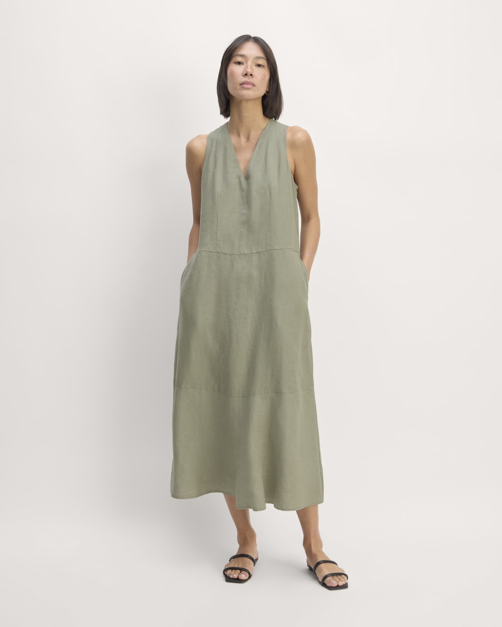 The Linen V-Neck Maxi Dress | Sage Green Everlane The Linen V-Neck Maxi Dress | Sage Green Everlane