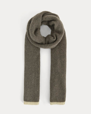 Plush Alpaca Scarf | Mid Grey Heather/ Bone