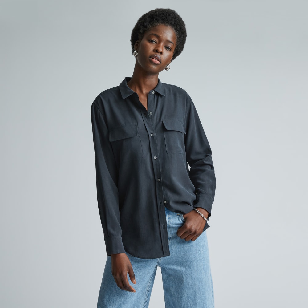 womens-washable-silk-relaxed-shirt-black | primary
