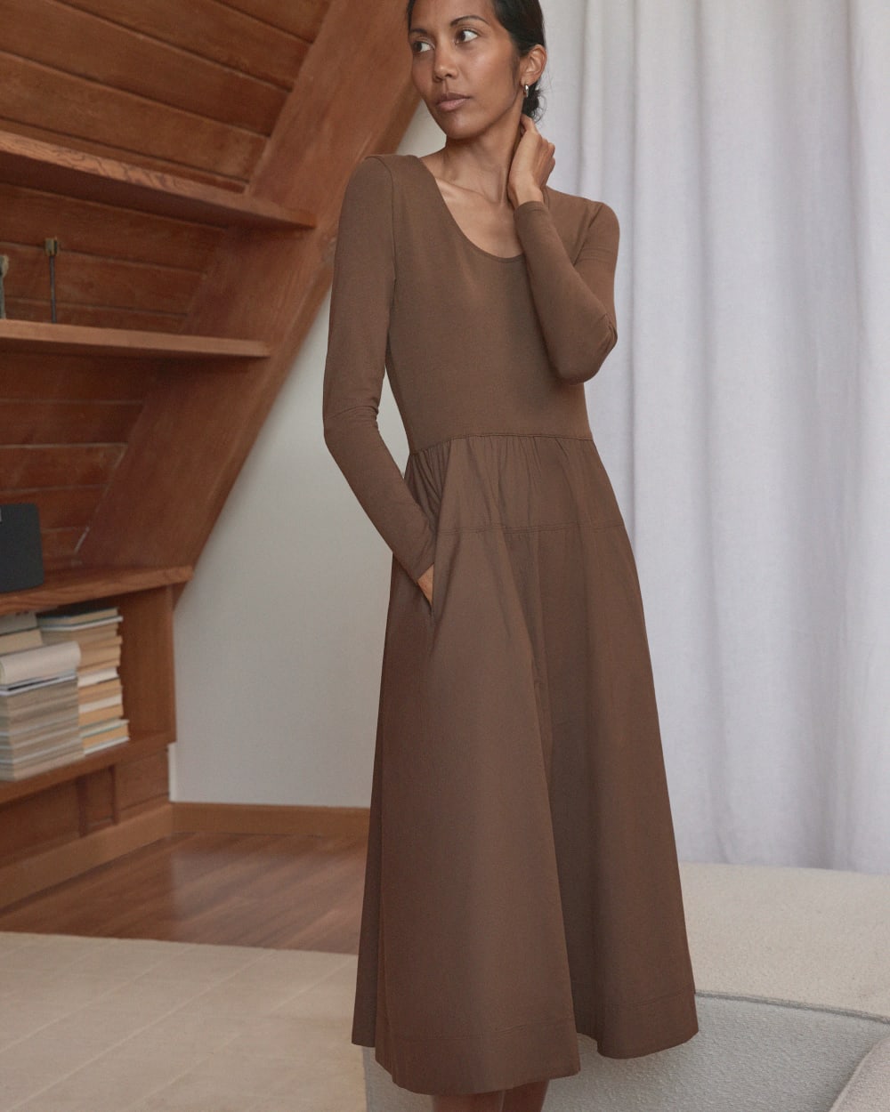 The Long-Sleeve Riviera Dress | Cocoa Everlane The Long-Sleeve Riviera Dress | Cocoa Everlane