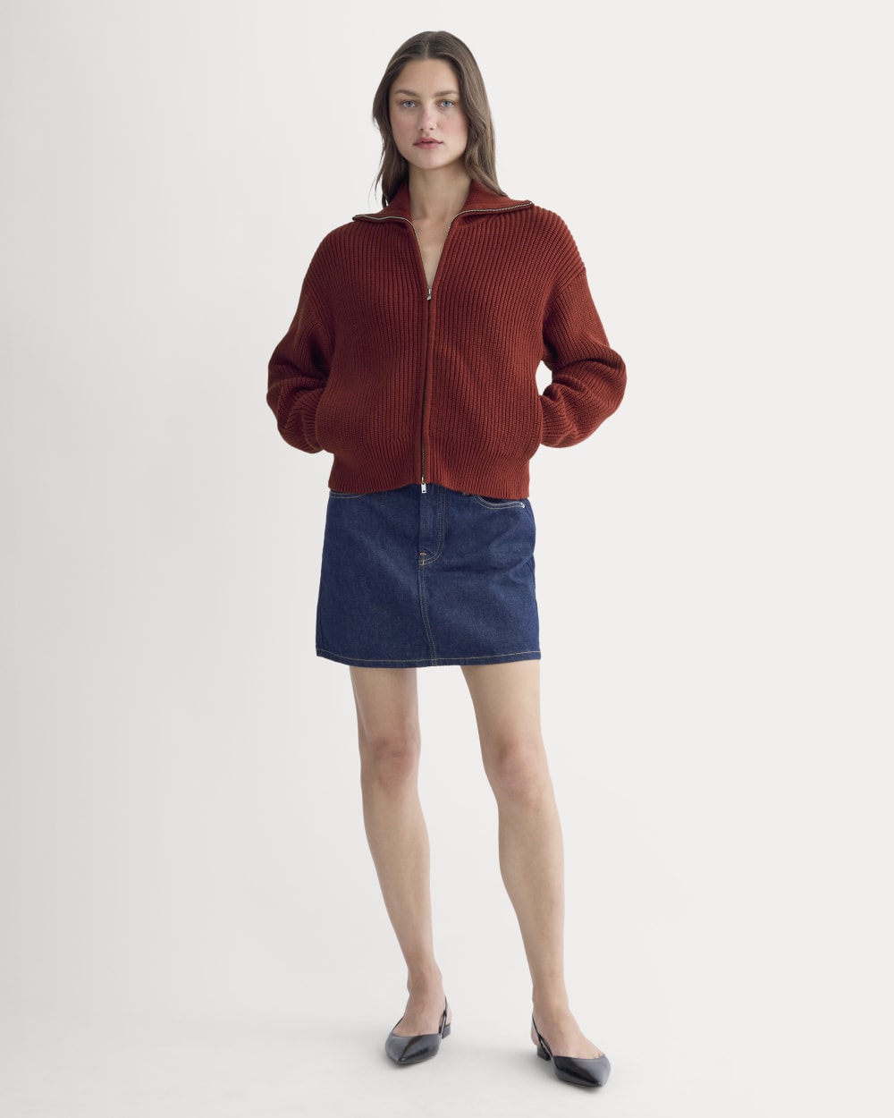 The Full-Zip Sweater in Everyday Cotton | Merlot – Everlane