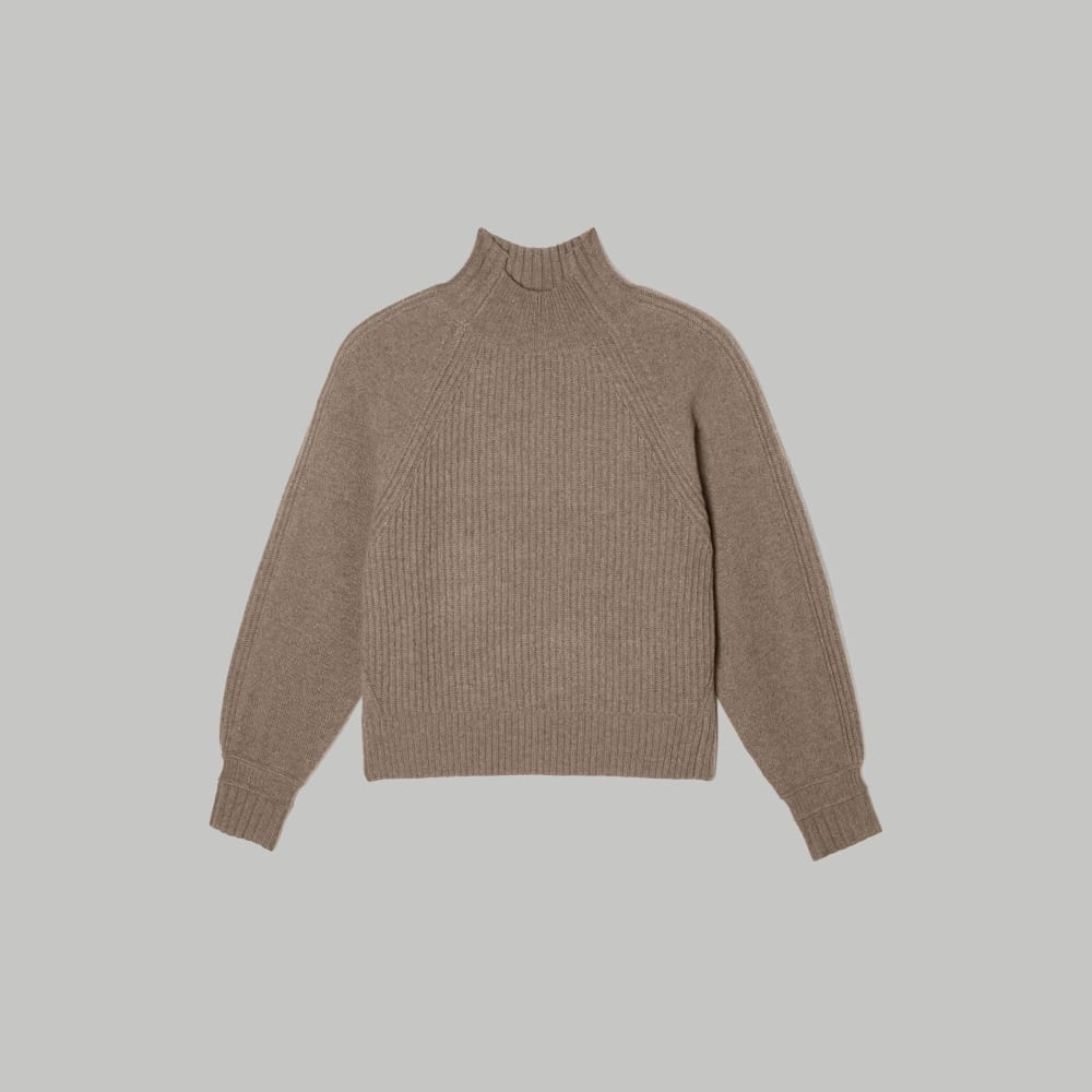 womens-recashmere-ribbed-turtleneck-heathered-taupe-grey | alt