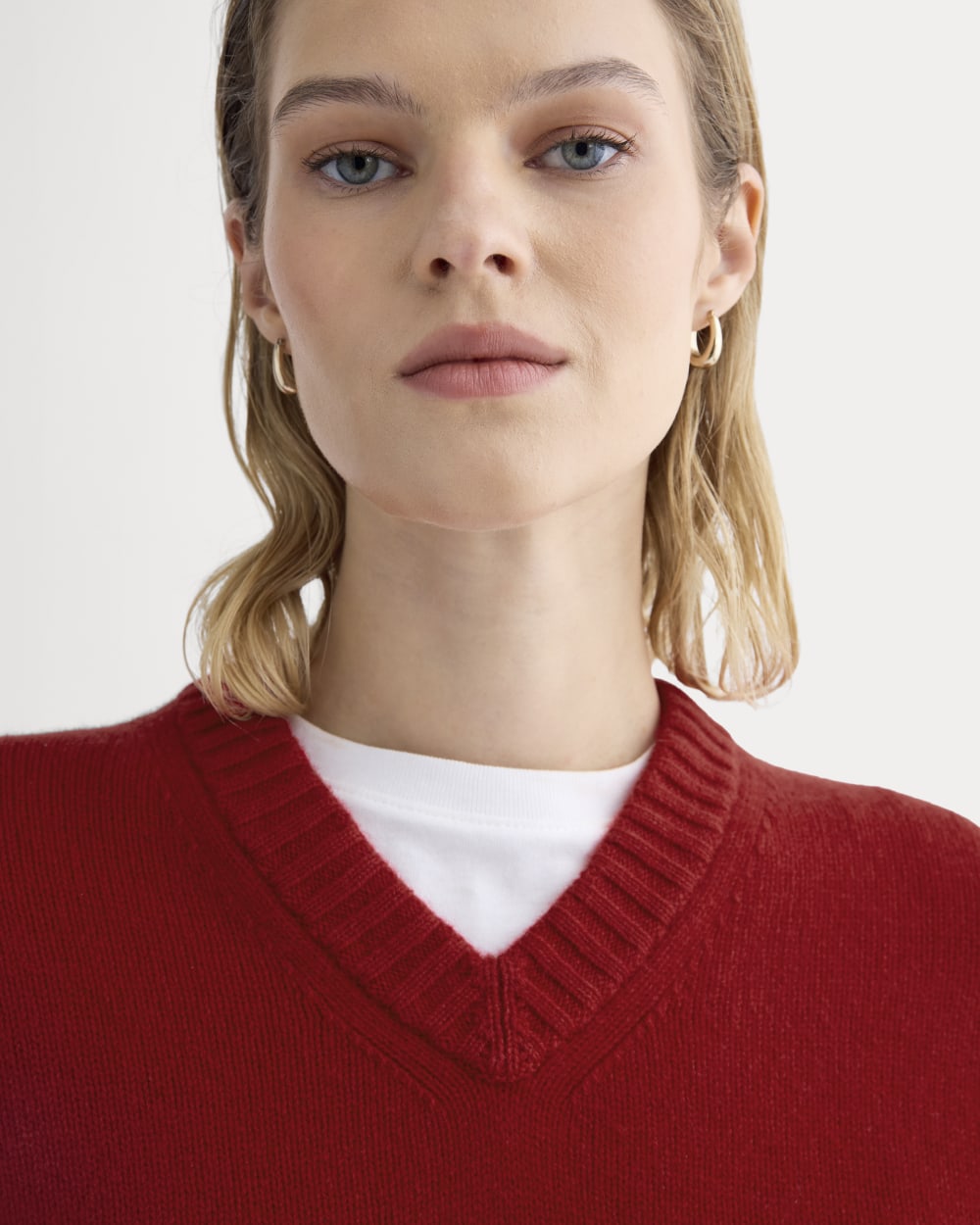 V-Neck Sweater in Extrafine Luxe Merino | Berry Red – Everlane