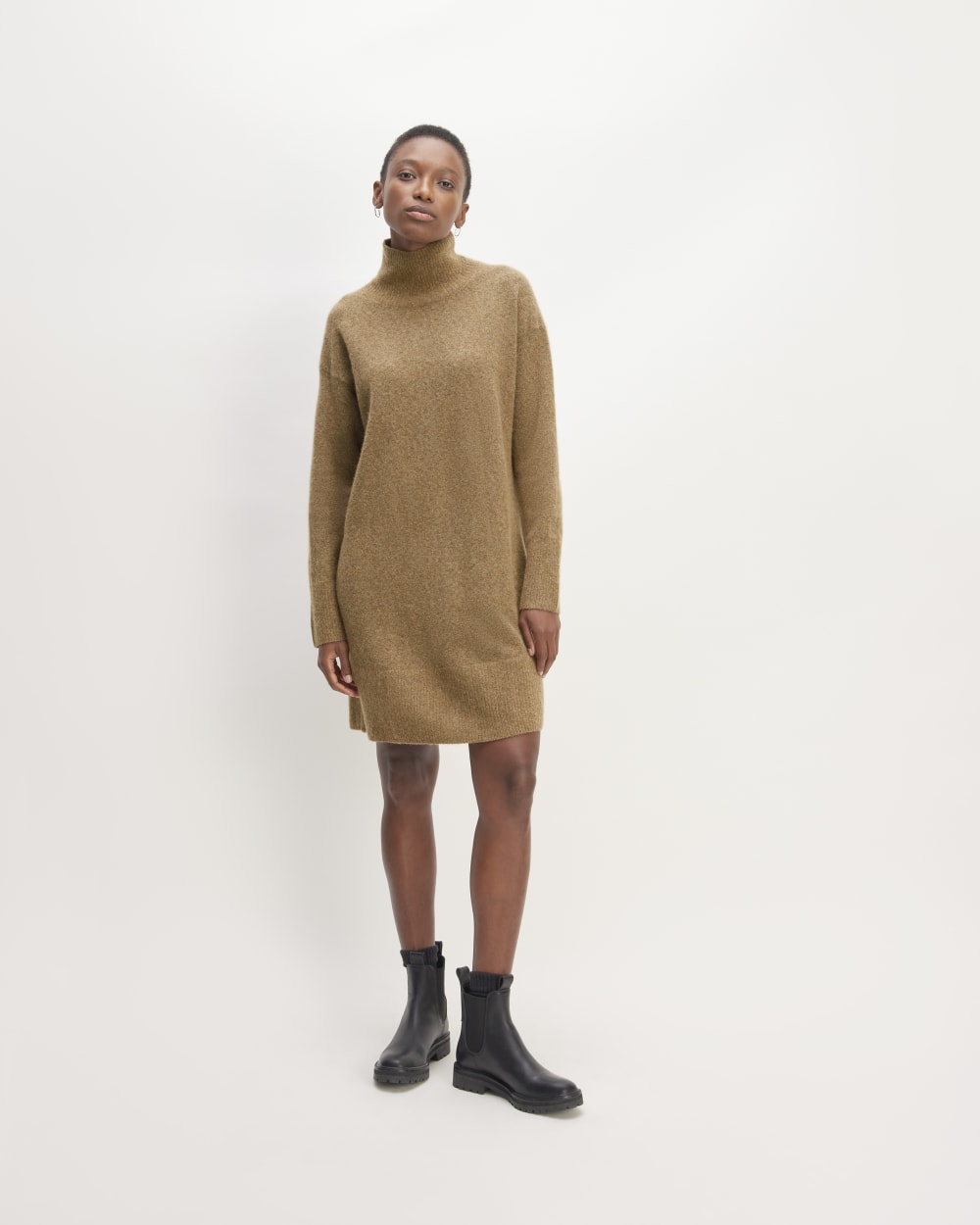 womens-cozy-stretch-turtleneck-dress-heathered-toasted-coconut | primary