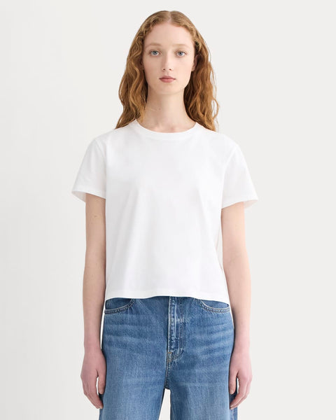 The Box-Cut Tee in Essential Cotton | White | No Pocket – Everlane