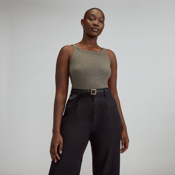 The Supima® Micro-Rib Cropped Tank | Heathered Fatigue – Everlane