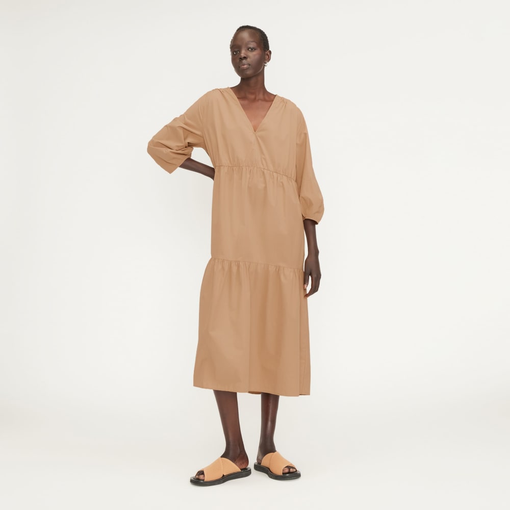 womens-poplin-tiered-dress-caramel | primary