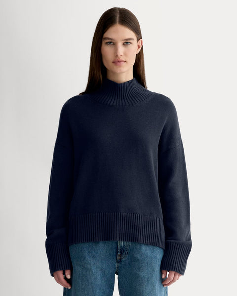 The Boxy Turtleneck in Everyday Cotton | Navy – Everlane