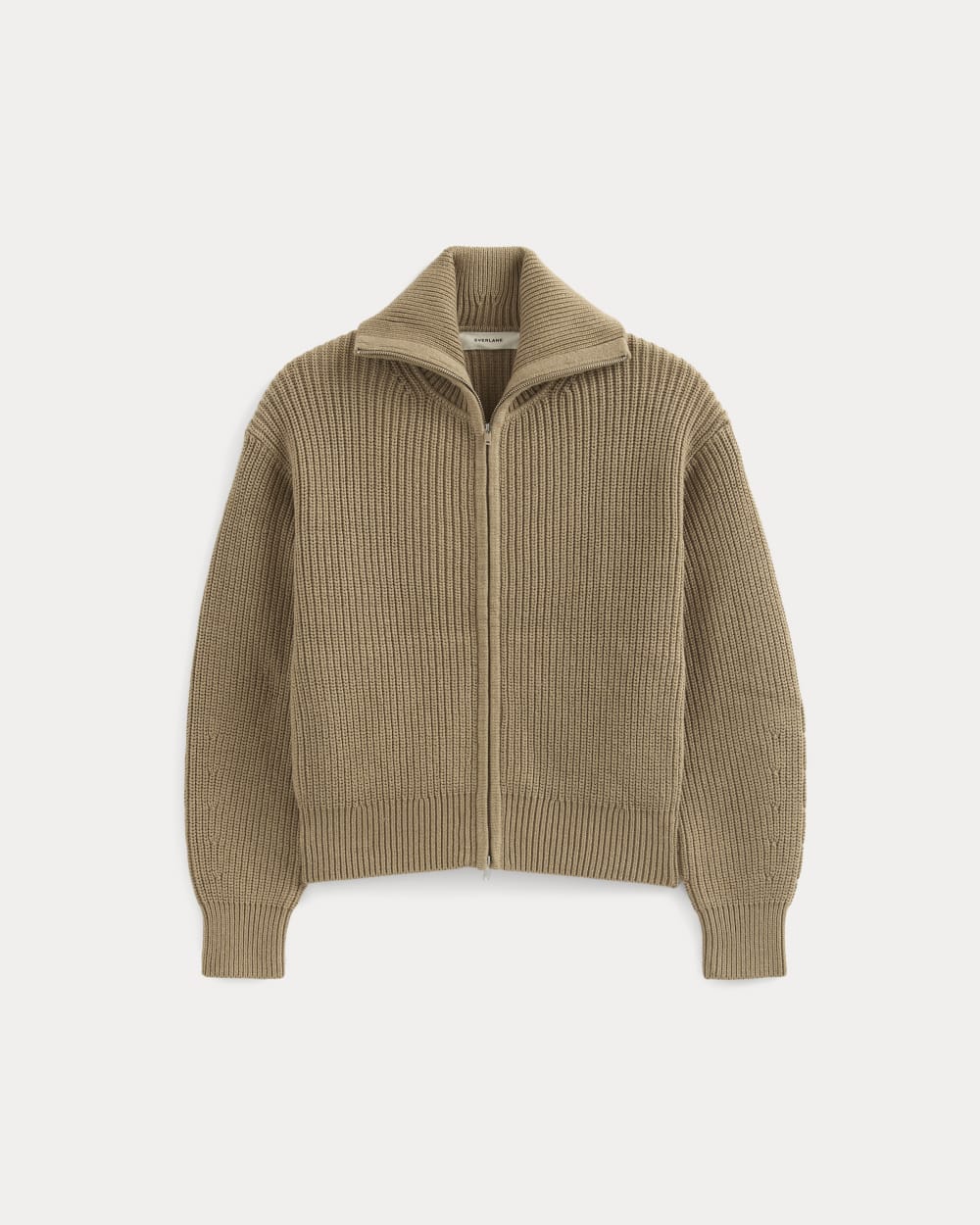womens-full-zip-sweater-everyday-cotton-dark-heathered-camel | alt