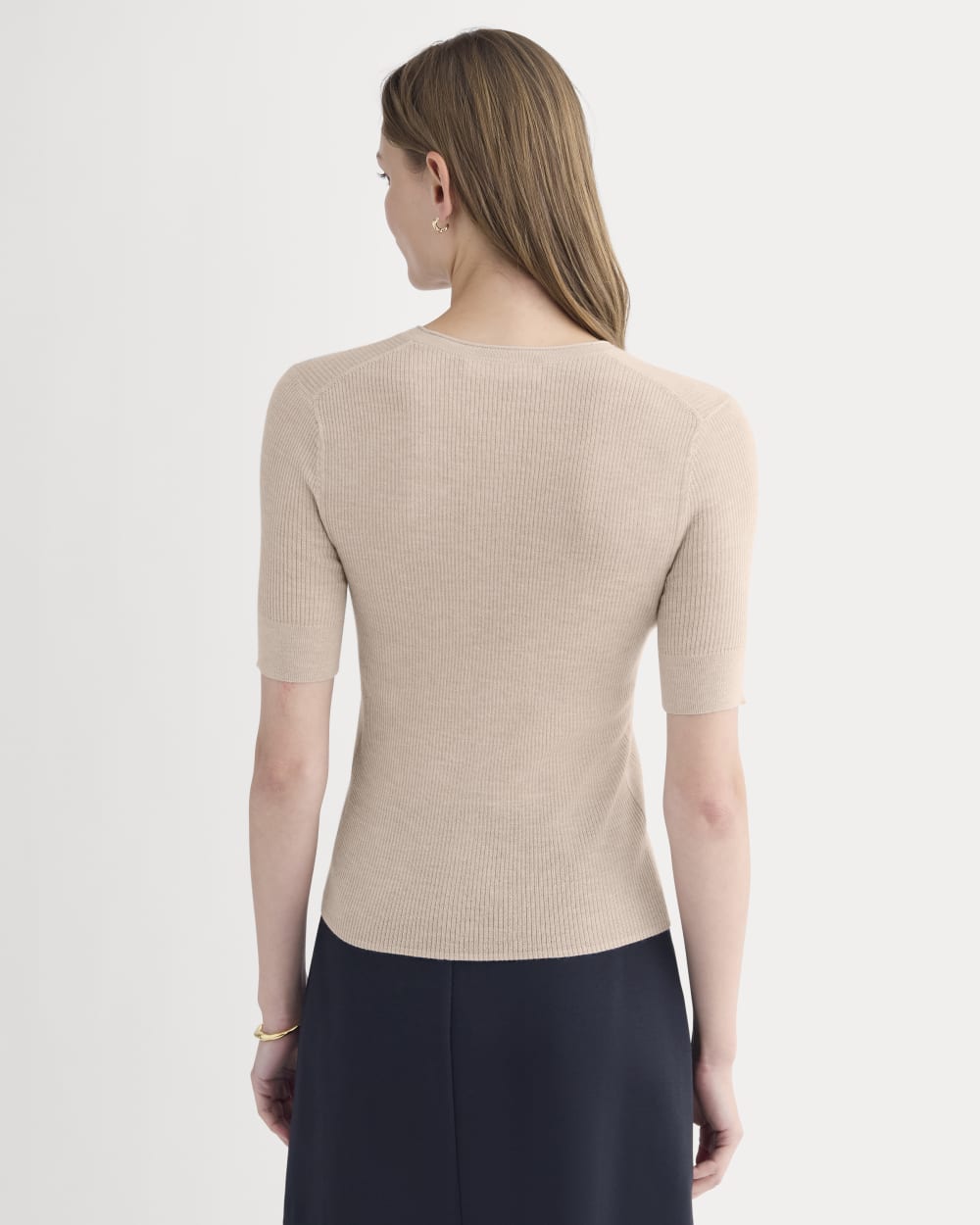 The Short-Sleeve Henley in Ultrasoft Merino | Parchment / Black