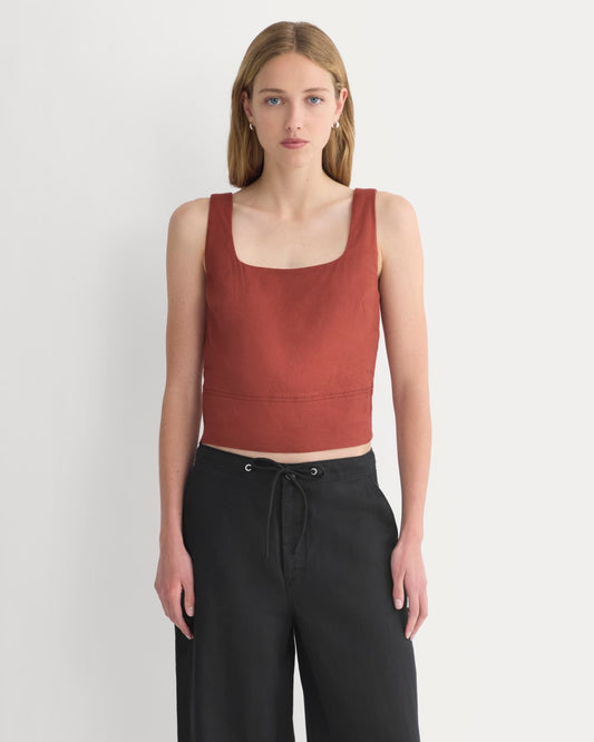womens-square-tank-stretch-linen-2-henna | primary