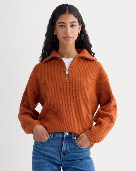 The Half-Zip Sweater in Luxe Merino | Rust Heather – Everlane