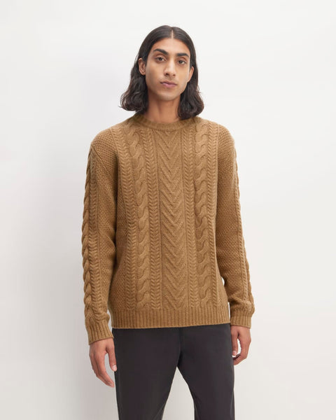 The Felted Merino Cable-Knit Crew | Deep Camel – Everlane