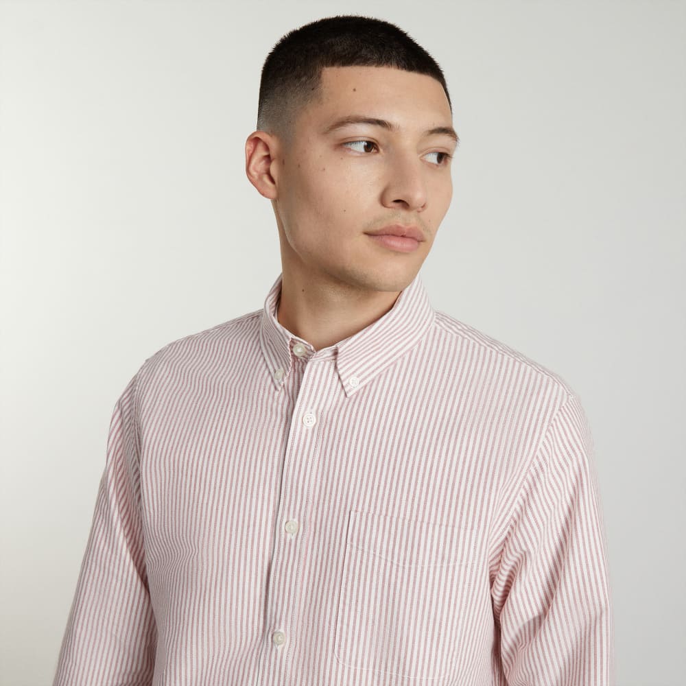 mens-unf-japanese-oxford-standard-shirt-red-white-stripe | alt