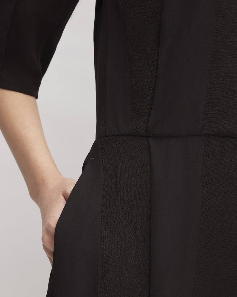 womens-city-stripe-ruched-dress-black