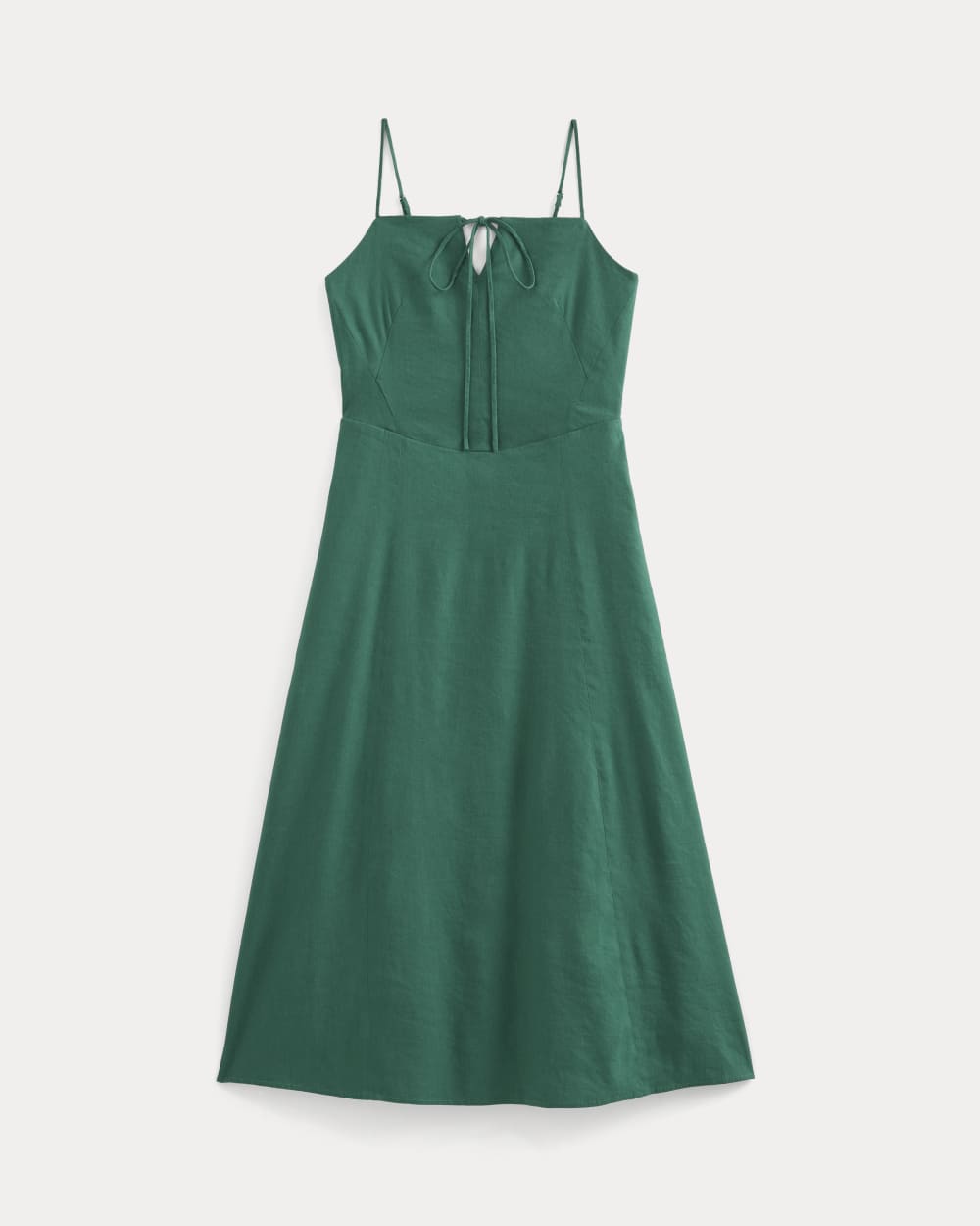 Everlane Tie-Neck Dress, Stretch Linen, Evergreen, Size 0 Everlane Tie-Neck Dress, Stretch Linen, Evergreen, Size 0