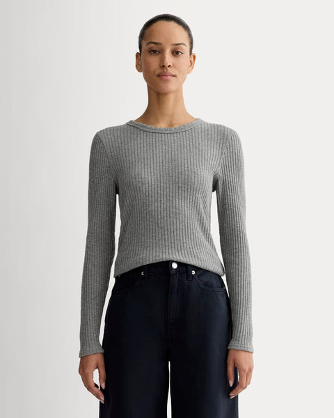The Cozy Rib Long-Sleeve Tee | Mid Heather Grey – Everlane