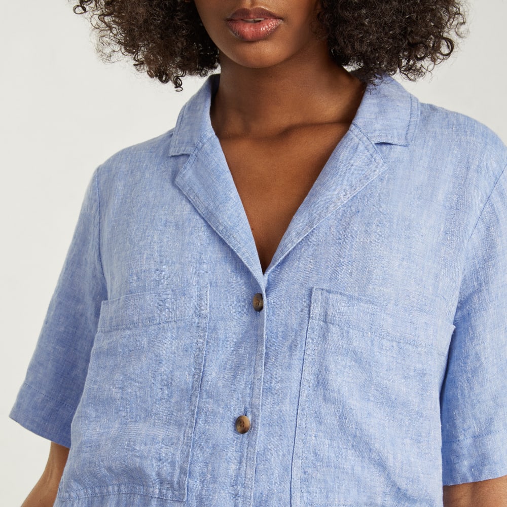 The Linen Workwear Dress | Medium Blue Everlane The Linen Workwear Dress | Medium Blue Everlane