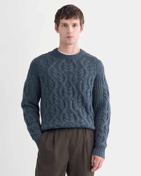 Cable Knit Crew in Luxe Merino | Heather Midnight Navy – Everlane