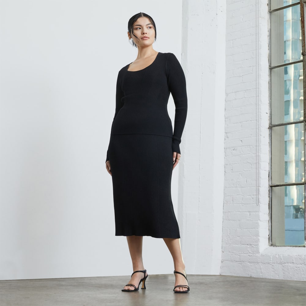 womens-ribbed-knit-skirt-black