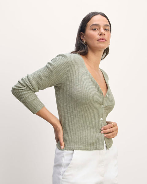 The Cozy Rib Cardigan | Sage Green – Everlane
