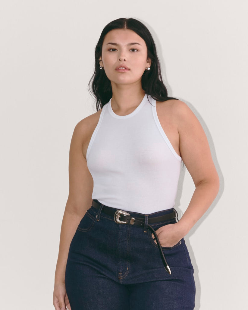 The Luxe Rib Racerback Tank | White – Everlane
