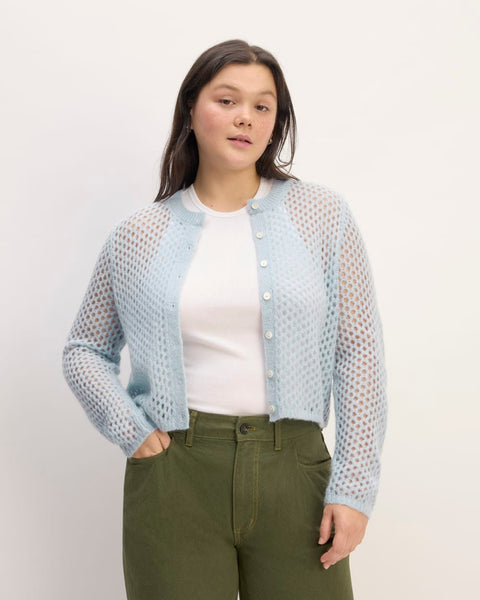 The Everlane x Marques' Almeida Alpaca Mesh Cardigan | Mist