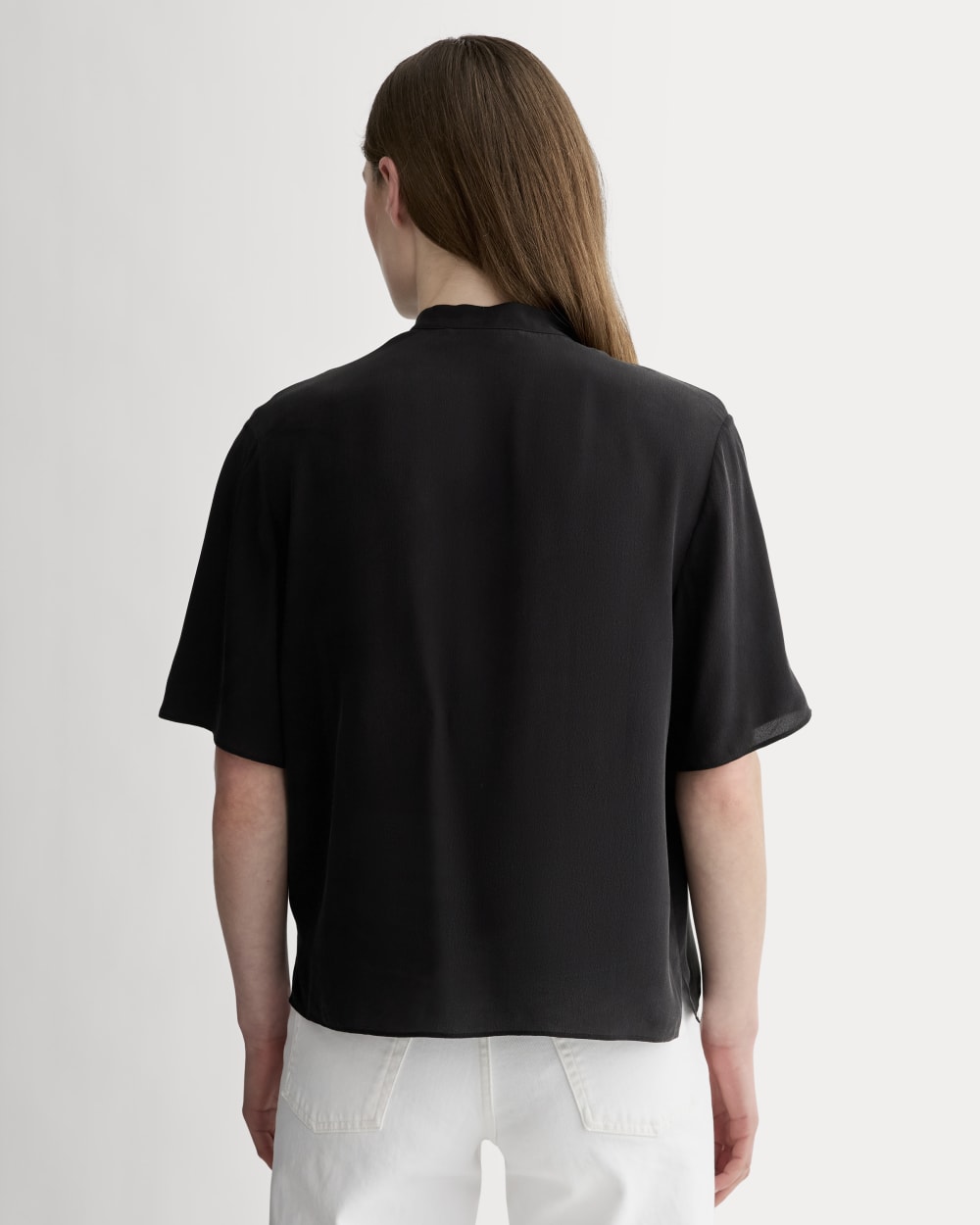 The Popover Top in Washable Silk | Black – Everlane