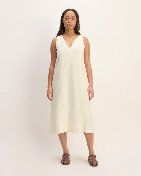 The Linen V-Neck Midi Dress | Bone Everlane The Linen V-Neck Midi Dress | Bone Everlane