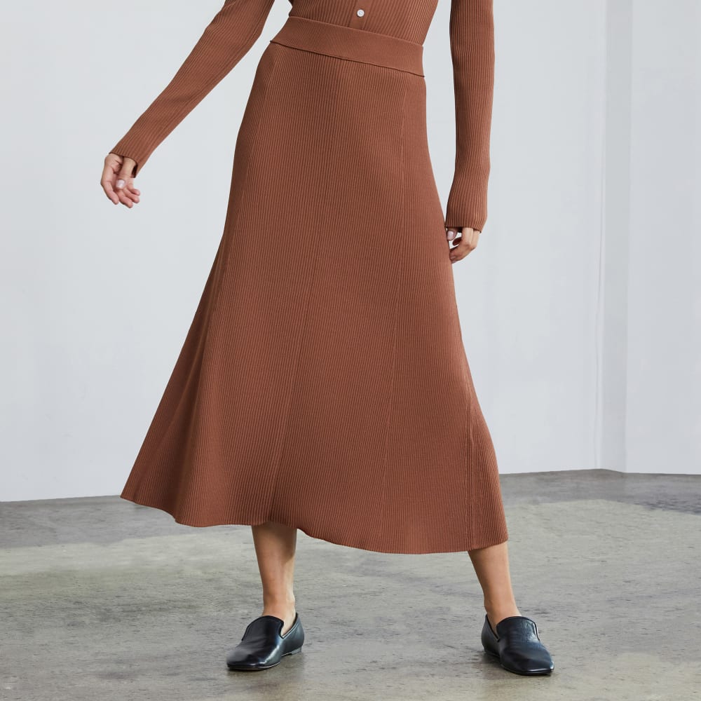 womens-ribbed-knit-skirt-cocoa-brown | primary