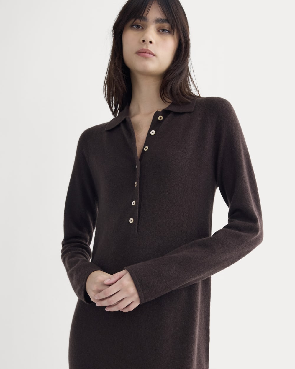 everlane cashmere midi dress Everlane Cashmere Polo Midi Dress In Black, Size Small