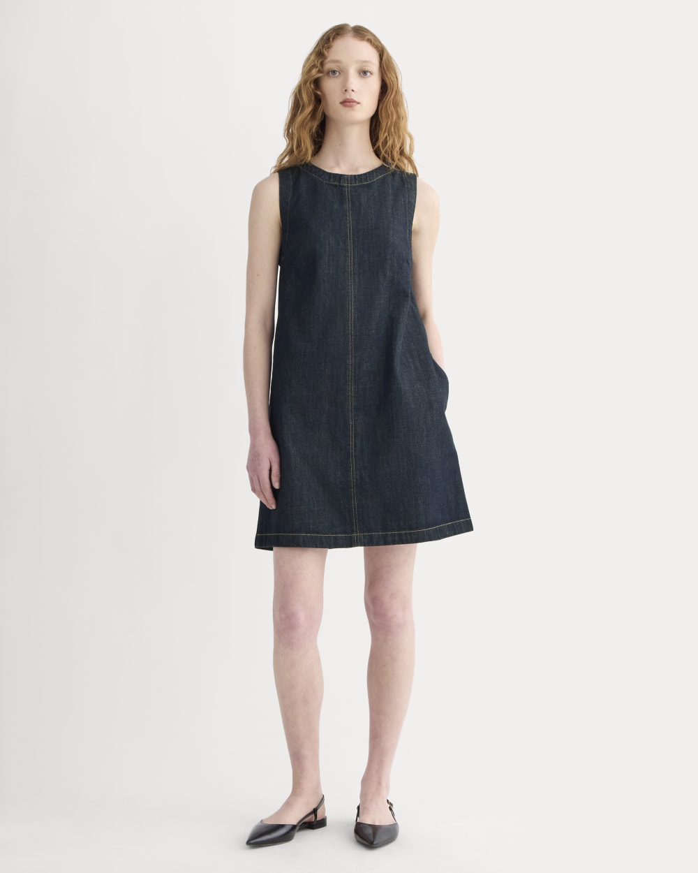 womens-denim-shift-dress-dark-indigo | primary