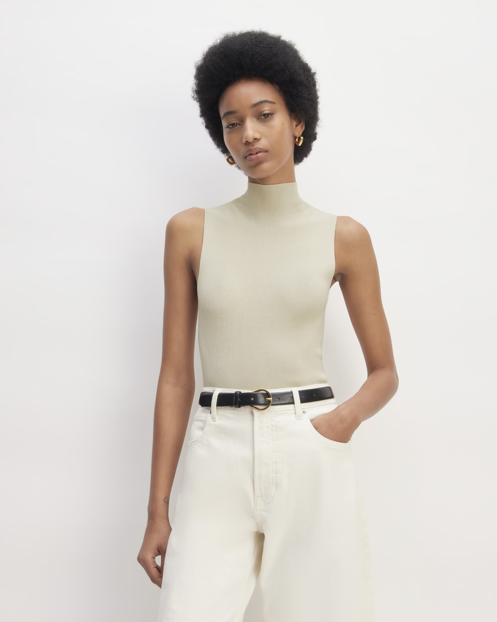 womens-viscose-mock-neck-tank-top-beige | primary