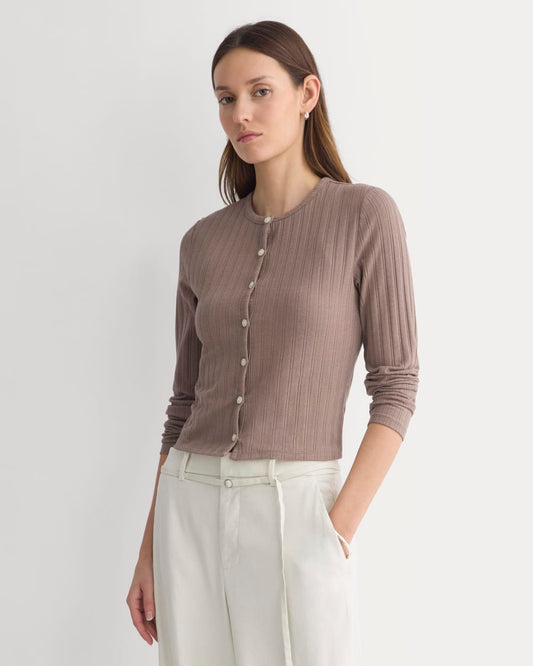 womens-cardigan-in-pointelle-heathered-chocolate-chip | primary