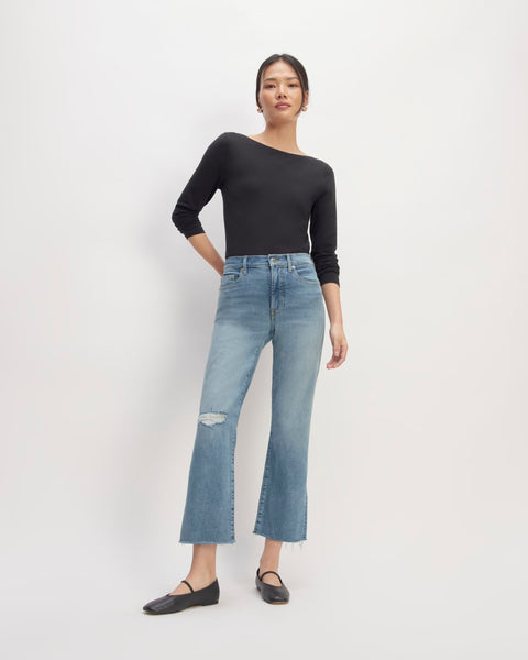 Kick Crop Jeans Everlane The Cheeky Bootcut Jean Kick Crop