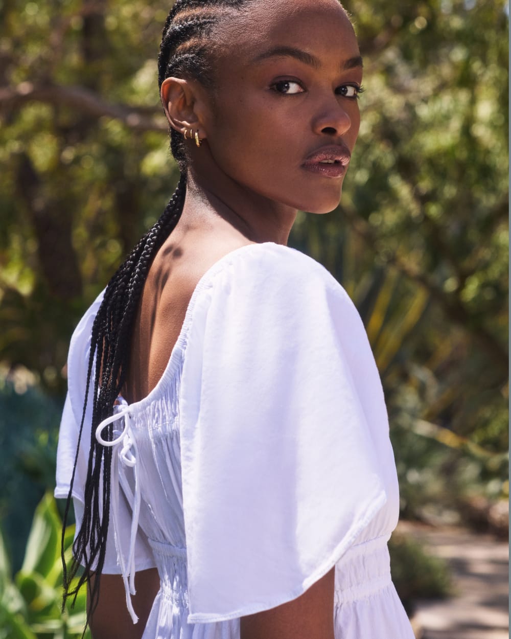 The Flutter-Sleeve Dress in Stretch Linen | White Everlane The Flutter-Sleeve Dress in Stretch Linen | White Everlane