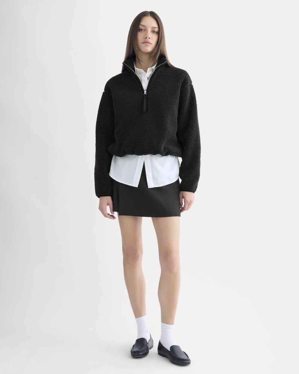 Reversible Teddy Half-Zip Pullover | Black – Everlane