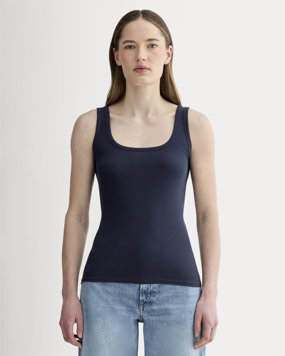 The Luxe Rib Square-Neck Tank | Heathered Fatigue