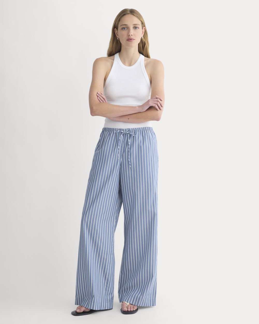 womens-wide-leg-drawstring-pant-poplin-dutch-blue-bone | primary